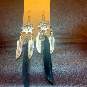 Handmade feather and charm earrings